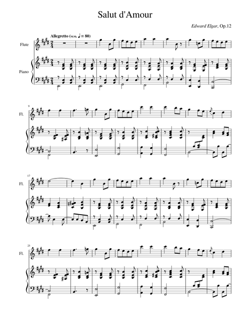 Salut d'amour, Op.12 – Edward Elgar -Piano and Flute