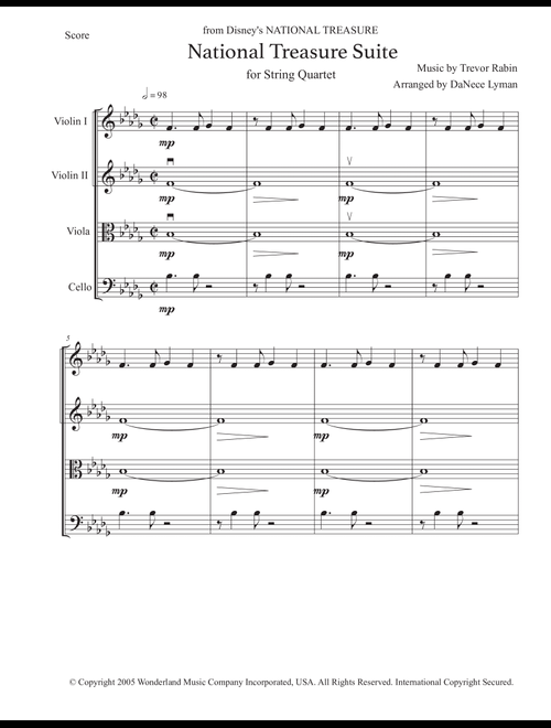 National Treasure (National Treasure Suite/ben/treasure) (Arr. DaNece Lyman) - Trevor Rabin (String Quartet)