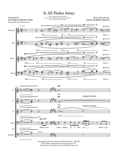 It All Fades Away (Arr. Matthew Brown) - Jason Robert Brown (Choral, SATB divisi)