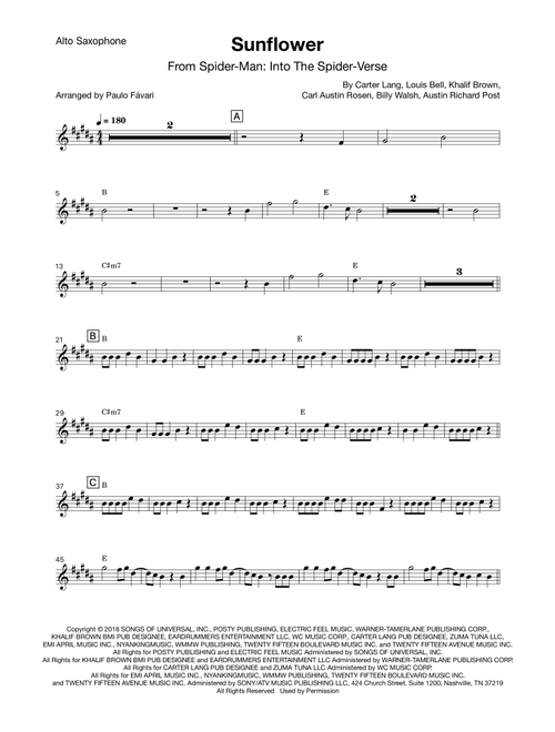 Sunflower (Arr. Paulo Fávari) - Post Malone & Swae Lee (Alto Sax Solo)