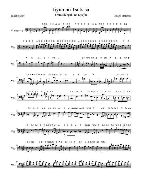 Jiyuu No Tsubasa/ AOT for Cello Quadrant