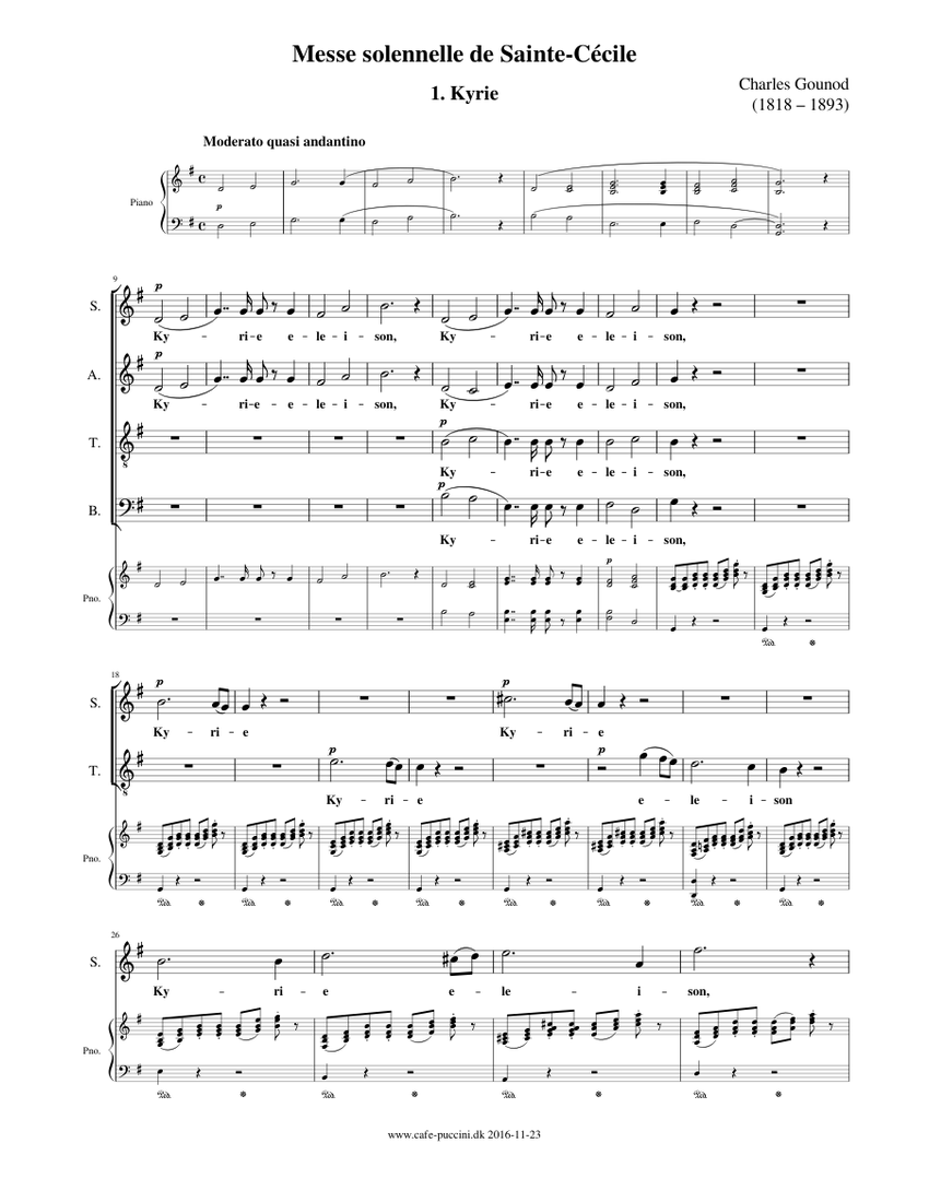 Gounod Messe SainteCécile Kyrie Sheet music for Piano, Tenor, Bass