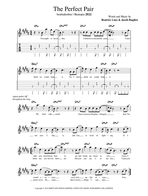 The Perfect Pair (Arr. Joachim Lucas Ribbentrop) - Beabadobee (Guitar Chords-Lyrics)