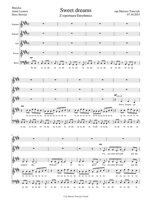 Sweet dreams - Eurythmics SSATB Choir