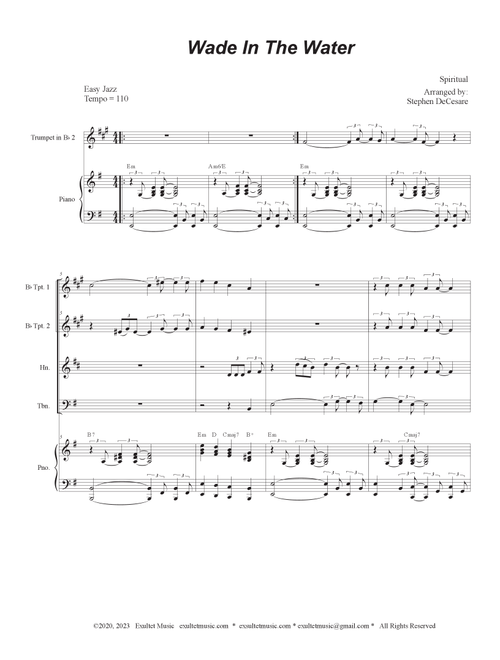 Wade In The Water (Brass Quartet and Piano - Alternate Version) (Arr. Stephen DeCesare) (Brass Ensemble)