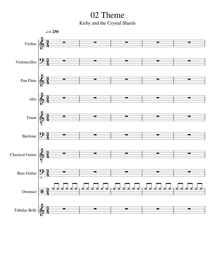 02 ~ Kirby 64: Kirby and the Crystal Shards Sheet music for Alto, Tenor,  Baritone, Guitar & more instruments (Mixed Ensemble) 