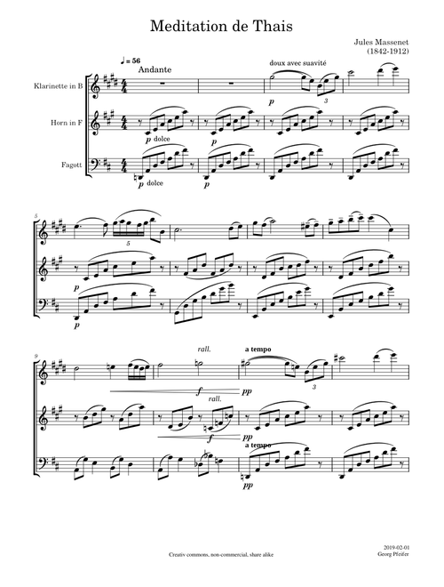 Jules Massenet: Meditation de Thais arr. for three instruments