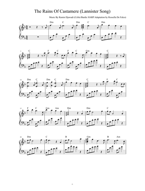The Rains Of Castamere (HARP, Celtic) - Lannister Song