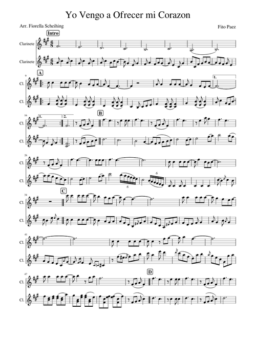 Yo Vengo a Ofrecer mi Corazon DUETO DE CLARINETES