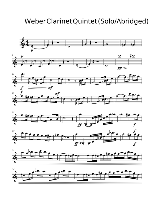 Clarinet Quintet (solo/abridged) Op.34 – Carl Maria von Weber