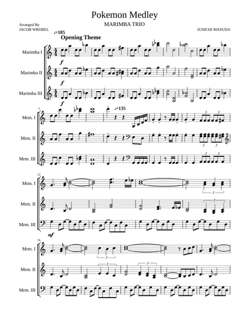 Pokemon Medley - For Marimba Trio