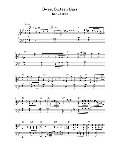 Sweet Sixteen Bars (Arr. Ray Charles) (Piano Solo)