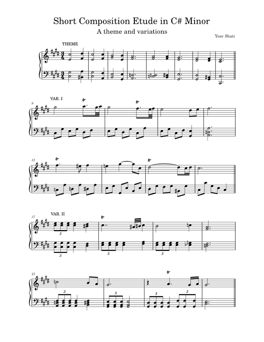 Short Composition Etude in C# Minor Sheet music for Piano (Solo ...