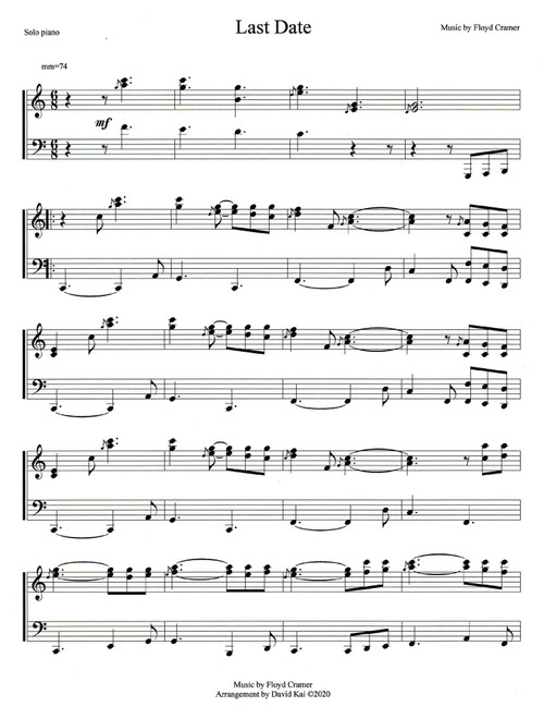 Last Date (Arr. David Kai) - Floyd Cramer (Piano Solo)