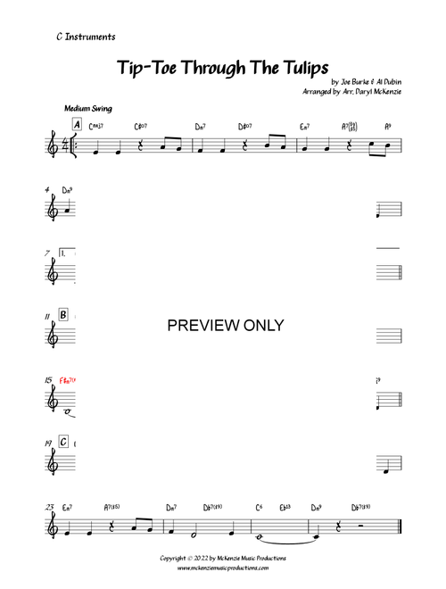 Tip-Toe Through the Tulips with Me (Arr. Daryl McKenzie) (Lead Sheet - Fake Book)