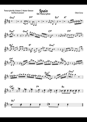 Spain(スペイン) - Chick Corea - ver.2 Sheet Music with