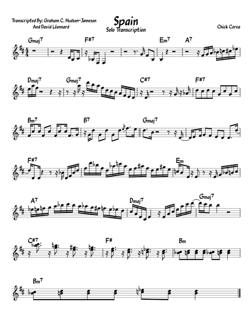 Spain Solo Transcription