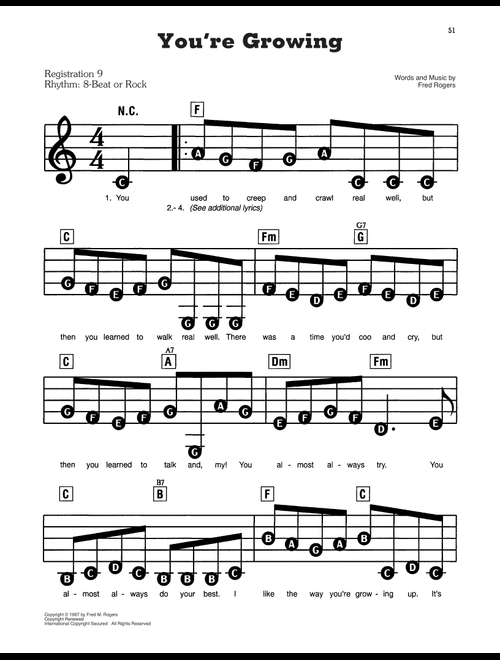 You're Growing (from Mister Rogers' Neighborhood) - Fred Rogers (E-Z Play Today)