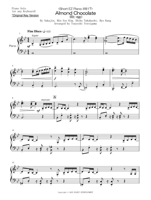 Almond Chocolate (Arr. Tsuyoshi Yoroiguma) - ILLIT (Easy Piano)