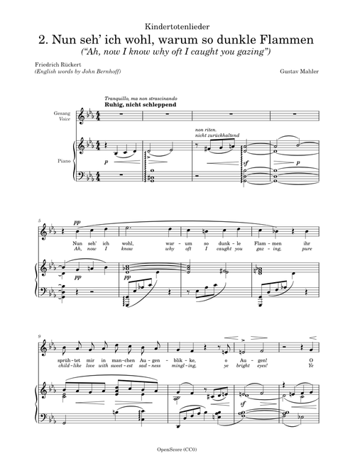 Mahler, Gustav - Kindertotenlieder, No.2 - Nun seh’ ich wohl, warum so dunkle Flammen