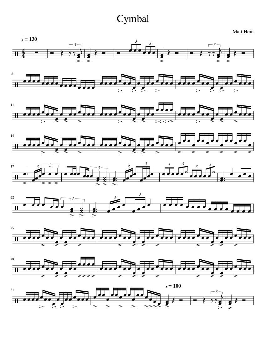 Cymbal Sheet music for Tenor drum (Solo)