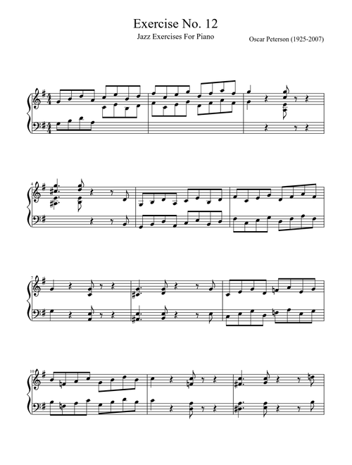Oscar Peterson - Jazz Exercises for Piano - Exercise 12
