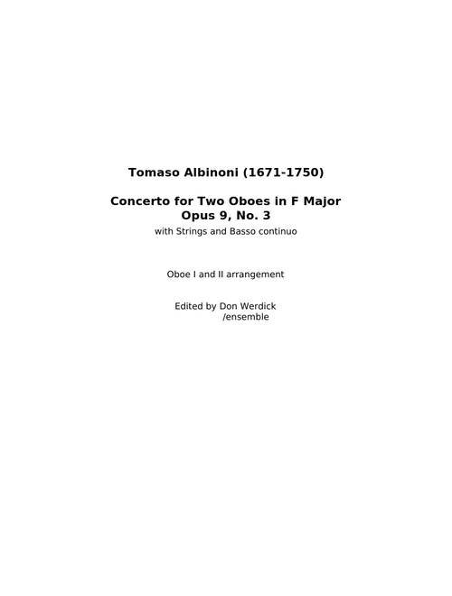 Concerto in F Major Opus 9, No. 3 - Tomaso Albinoni