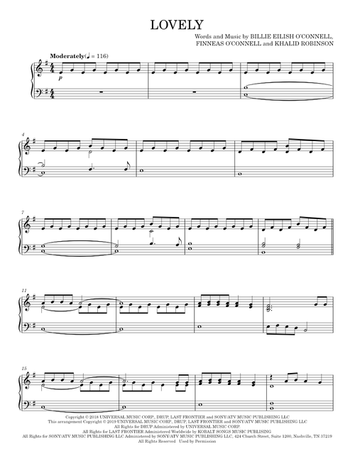 Lovely (from 13 Reasons Why) - Billie Eilish & Khalid, Billie Eilish feat. Khalid (Piano Solo)