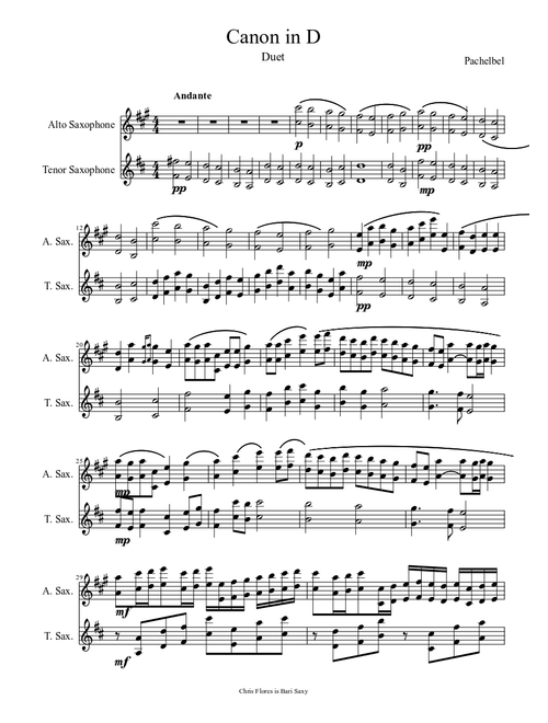 Canon in D Duet for Alto And Tenor