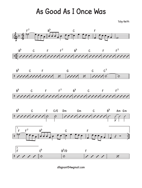 As Good As I Once Was (Arr. David M Fagnant) - Toby Keith (Lead Sheet - Fake Book)
