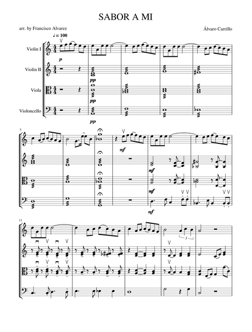 SABOR A MI - Alvaro Carrillo - String Quartet