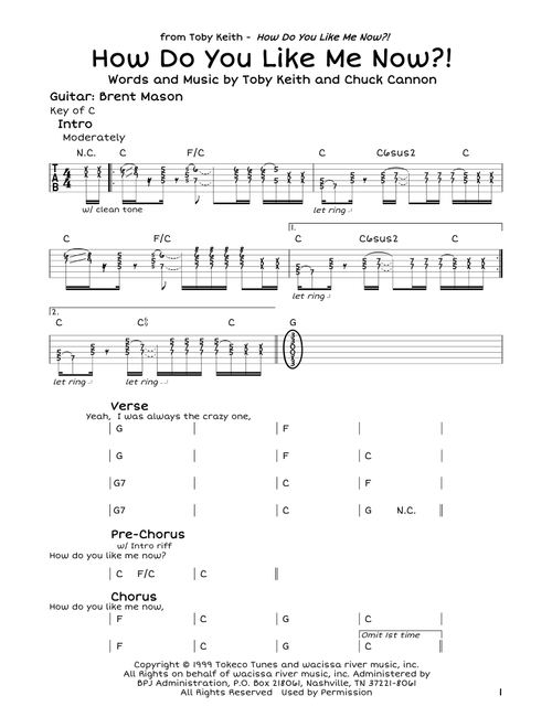 How Do You Like Me Now?! - Toby Keith (Guitar Lead Sheet)