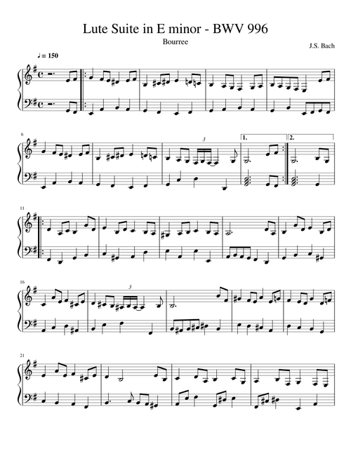 Lute Suite in E minor BWV 996