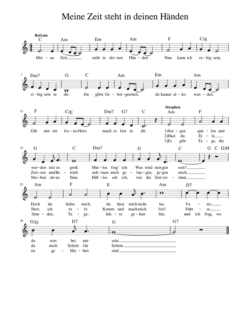 Meine Zeit steht in deinen Händen Sheet music for Piano (Solo)