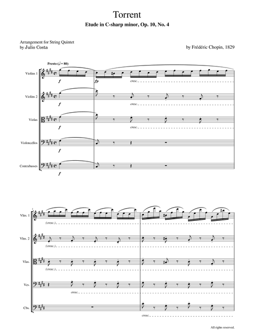 Chopin - Torrent Etude, Op. 10, No. 4 for String Ensemble (Arr. Julio Costa) - Frederic Chopin (String Ensemble)