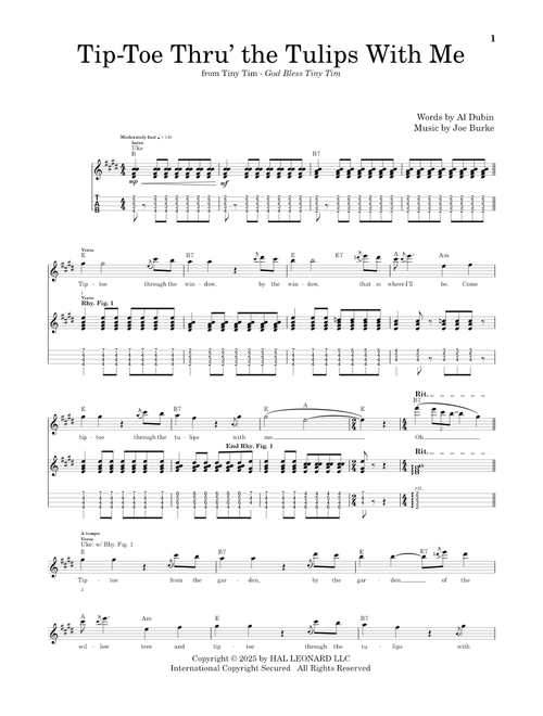 Tip-Toe Thru' The Tulips With Me - Tiny Tim, Joe Burke (Ukulele Tab)