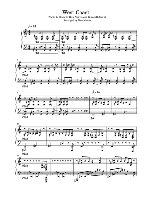 West Coast (Arr. Tom Mewes) - Lana Del Rey (Piano Solo)