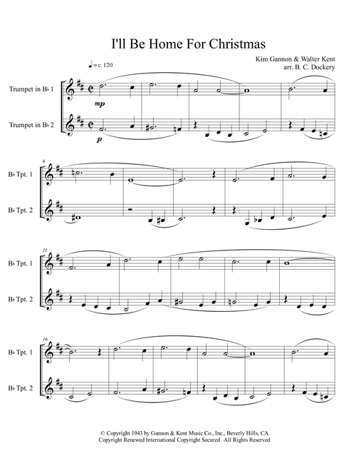 I'll Be Home For Christmas (Arr. B. C. Dockery) - Rascal Flatts (Trumpet Duet)