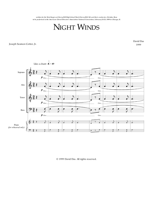 Night Winds (SATB div.) - David Das (Choral, SATB)