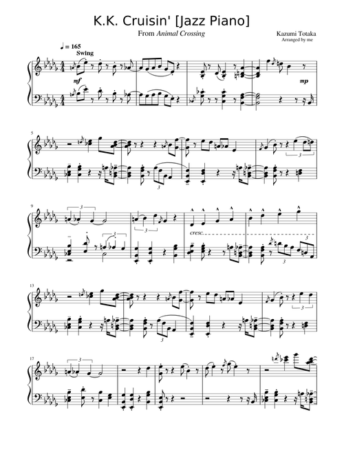 K.K. Cruisin' piano arrangement