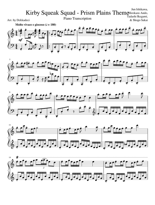 Kirby: Squeak Squad - Prism Plains Theme (Piano Transcription)