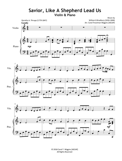 Savior, Like A Shepherd Lead Us (Violin & Piano) (Arr. Carol Troutman Wiggins) - Carol Troutman Wiggins [ASCAP] (Violin Solo)