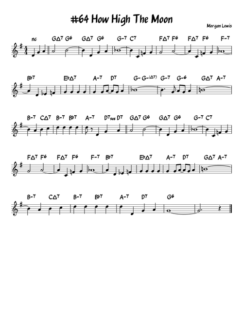 How High The Moon (Arr. John Fries) - Benny Camaro (Lead Sheet - Fake Book)