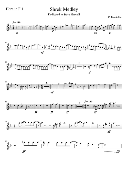 Shrek – Dreamworks Shrek Medley - Horn in F 1