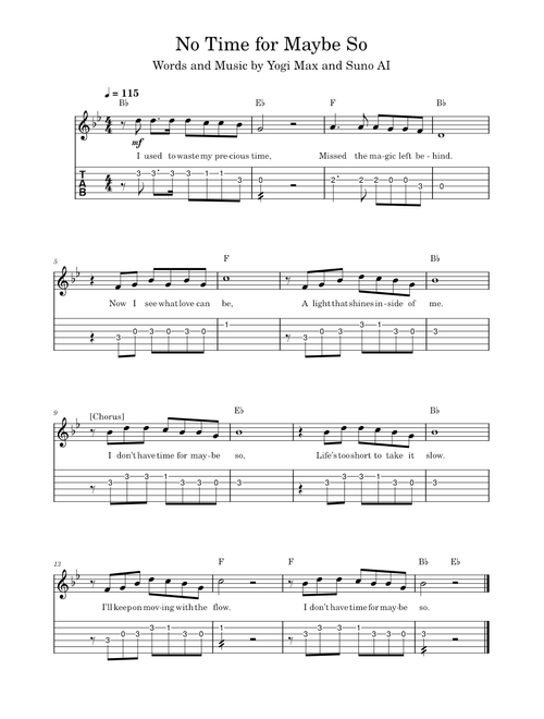 No Time for Maybe So in Bb Major