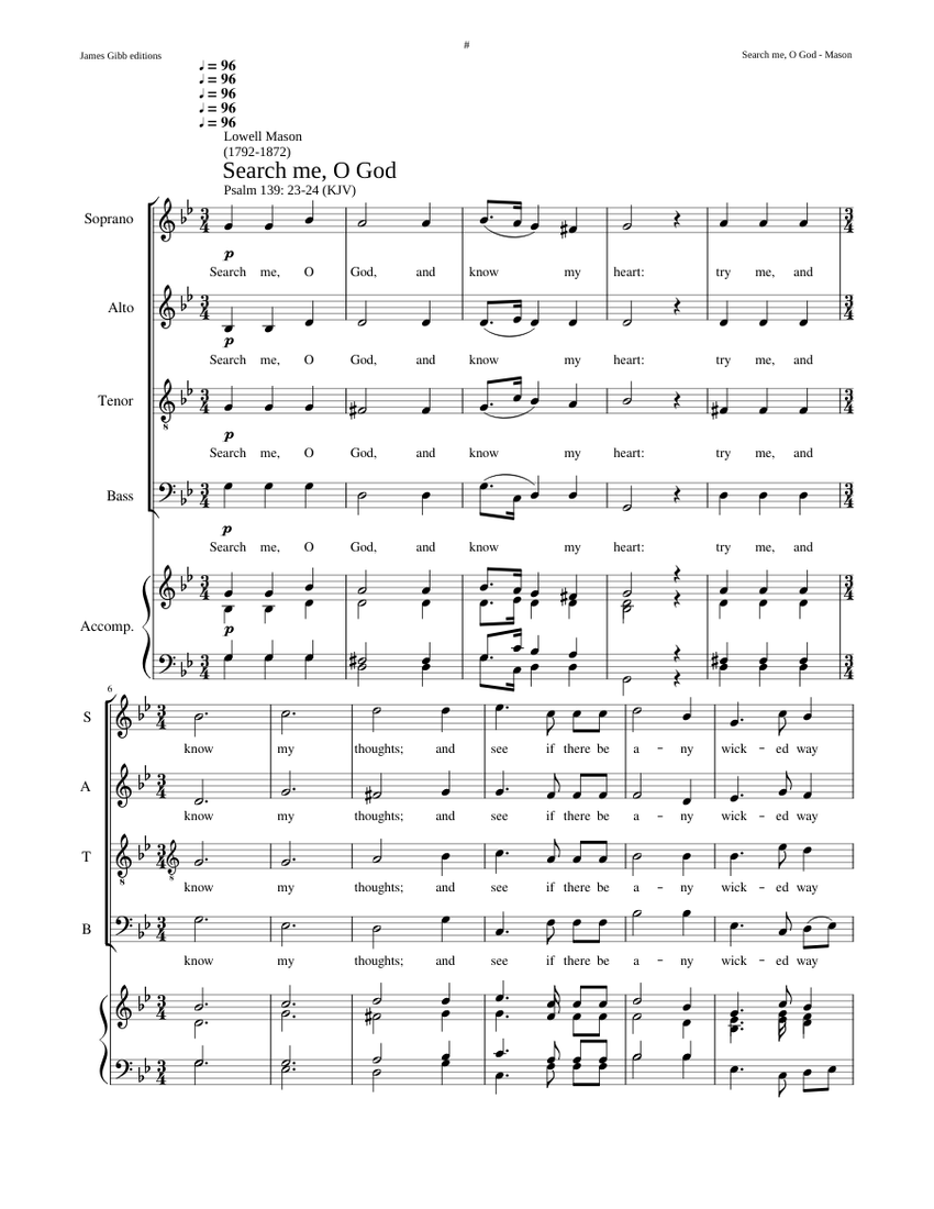 Sheet Music Search Me Lord Ricky Dillard Search me, O God - Lowell Mason Sheet music for Bass guitar (Solo ...