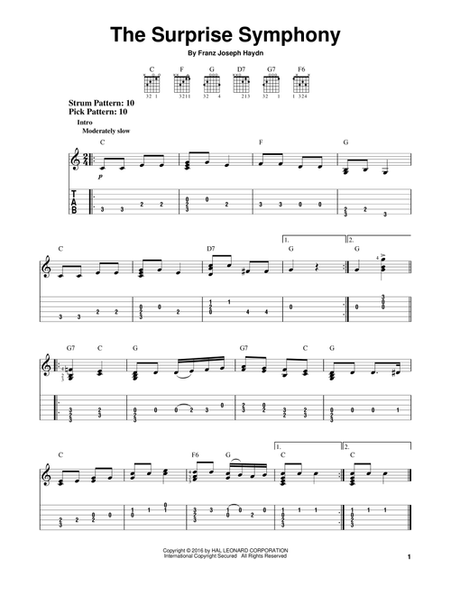 The Surprise Symphony - Franz Joseph Haydn (Easy Guitar with TAB)
