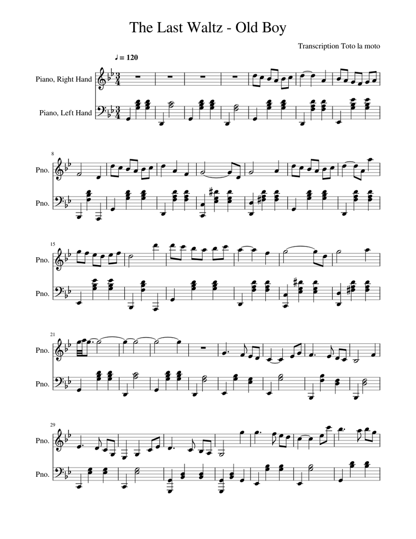 Jo Yeong wook The Last Waltz oldboy ost Copie Sheet music