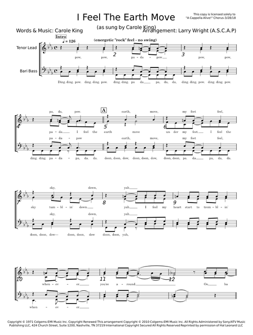 I feel the earth move - Carole King