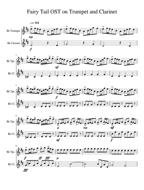 Fairy Tail OST on Trumpet and Clarinet